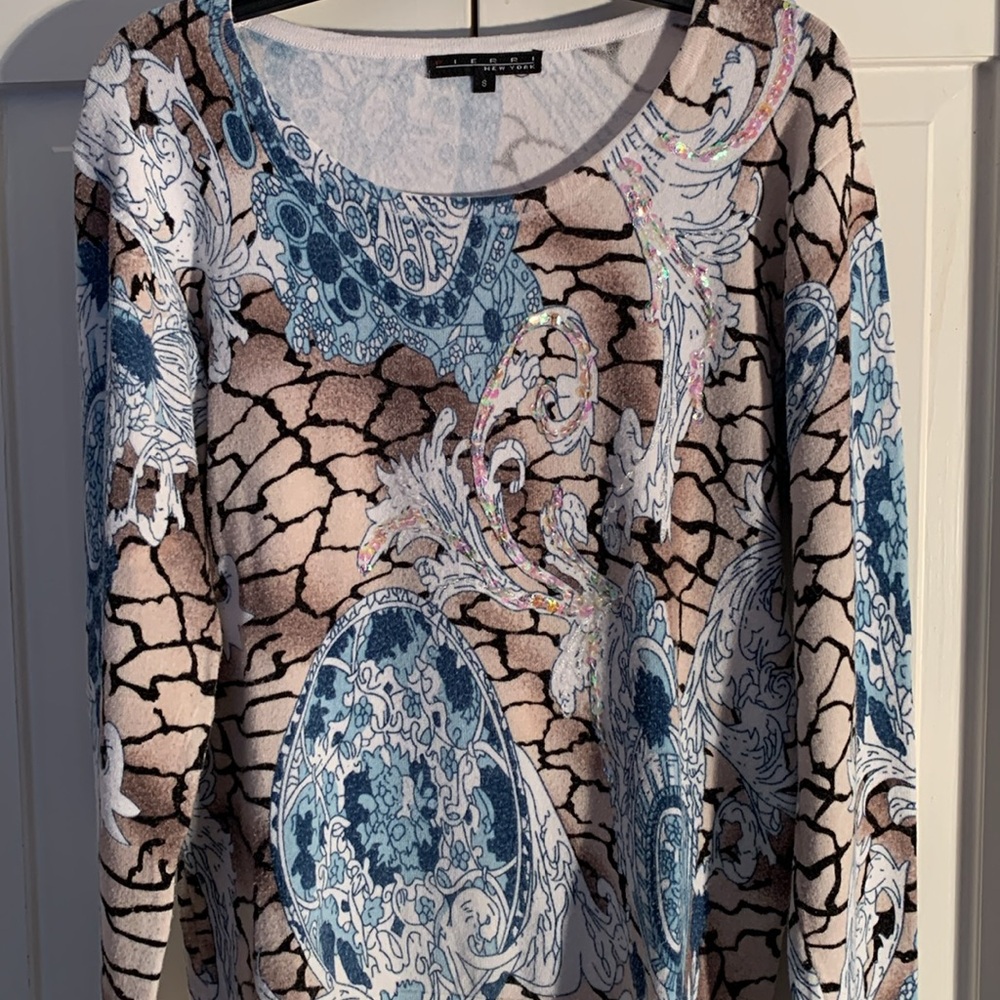 Pierre NY Floral Crew Neck Sweater EUC